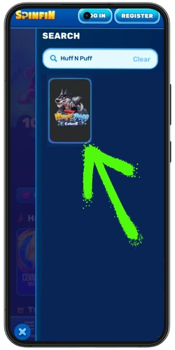 Find Huff N Puff slot in casino search