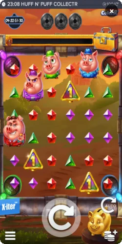 Huff N Puff CollectR base game grid with pig symbols