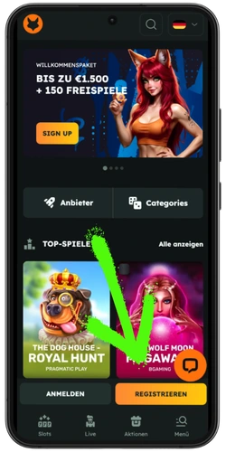 Huff N Puff Konto registrieren oder einloggen – Schritt 2