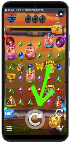Huff N Puff Slot starten – Spin oder Autoplay aktivieren – Schritt 5