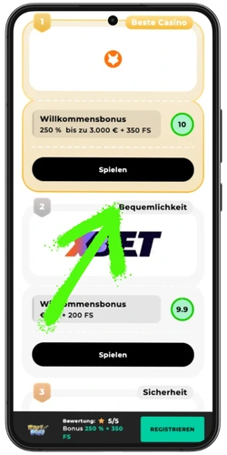 Huff N Puff Casino auswählen – Schritt 1